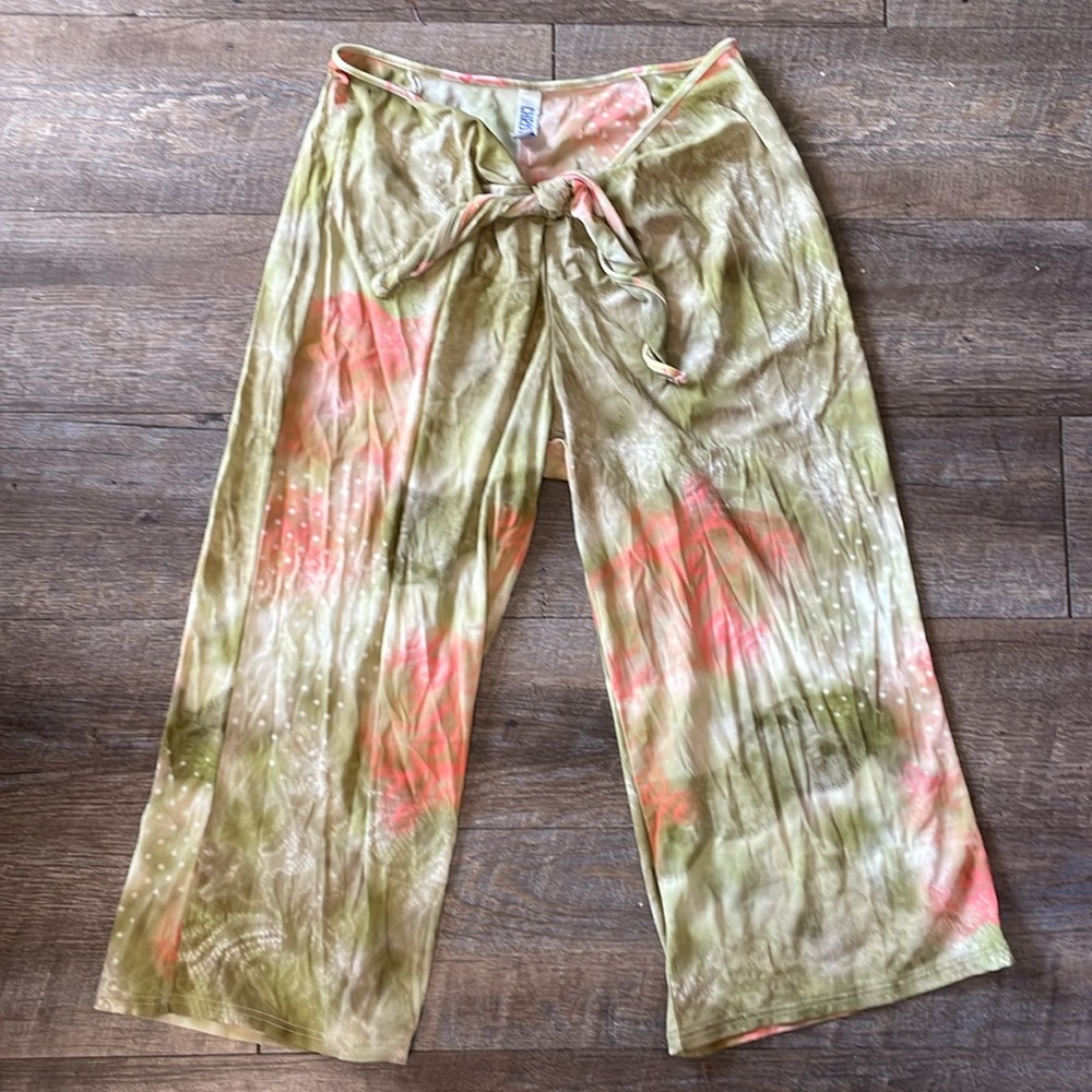 Christina sheer tie dye capri pants Y2K